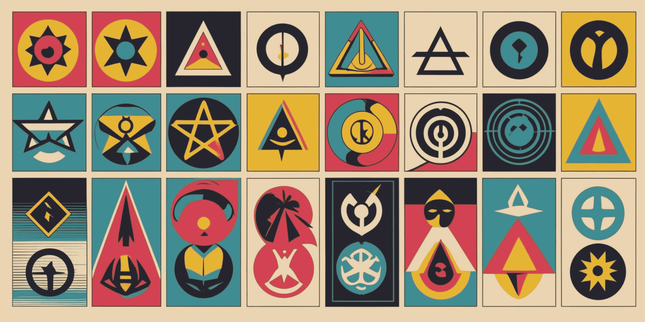 Abstract symbols in vibrant blocks—reflecting complexity, culture, and organizational insight.