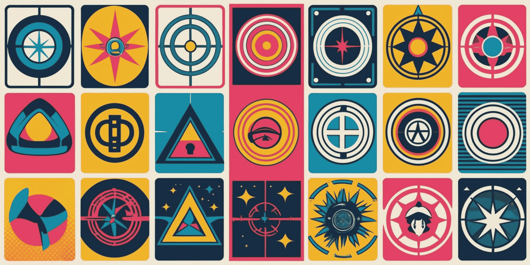 Abstract pop-art symbols representing consent, boundaries, and inclusion in the workplace.